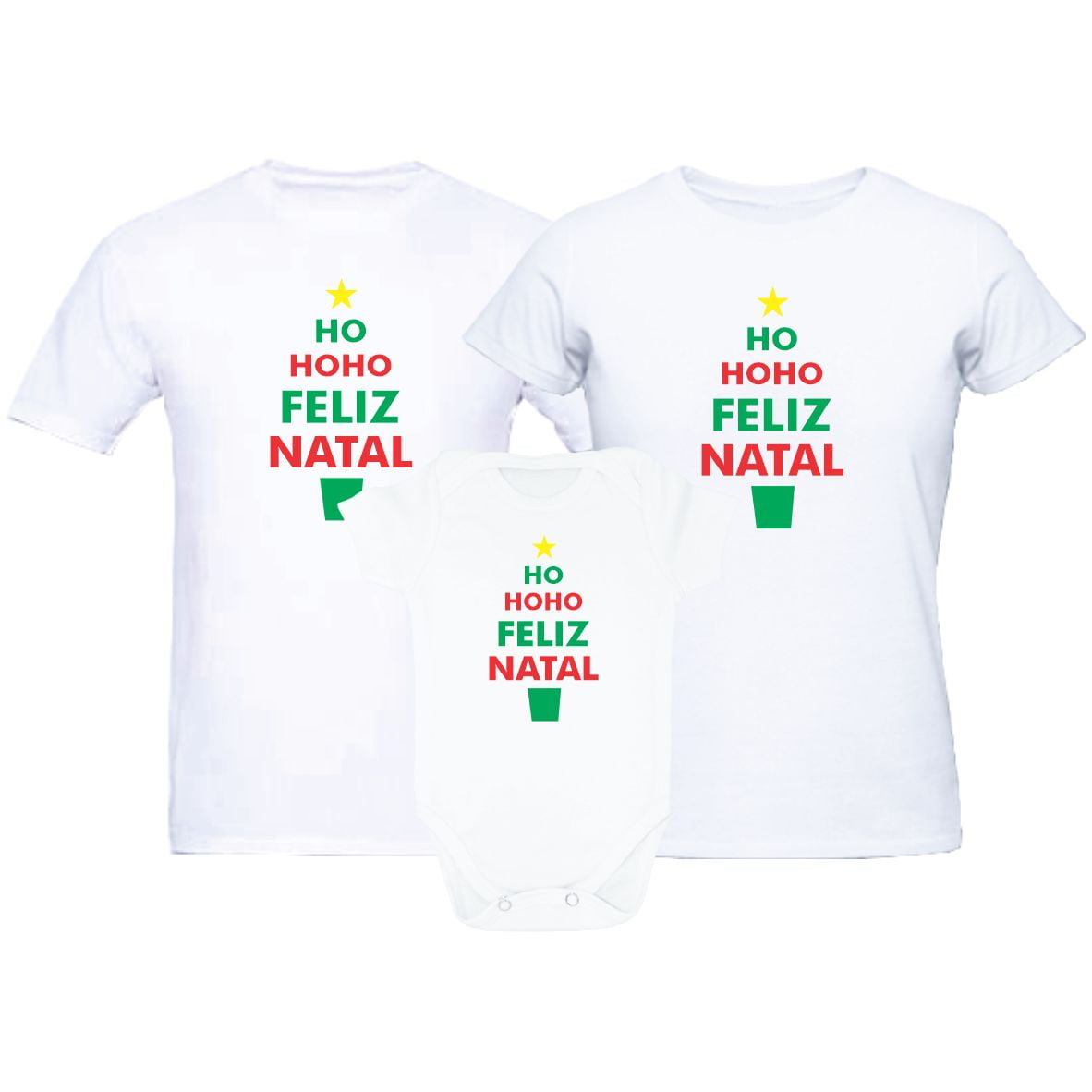 Kit Família HoHoHo Feliz Natal - Branco