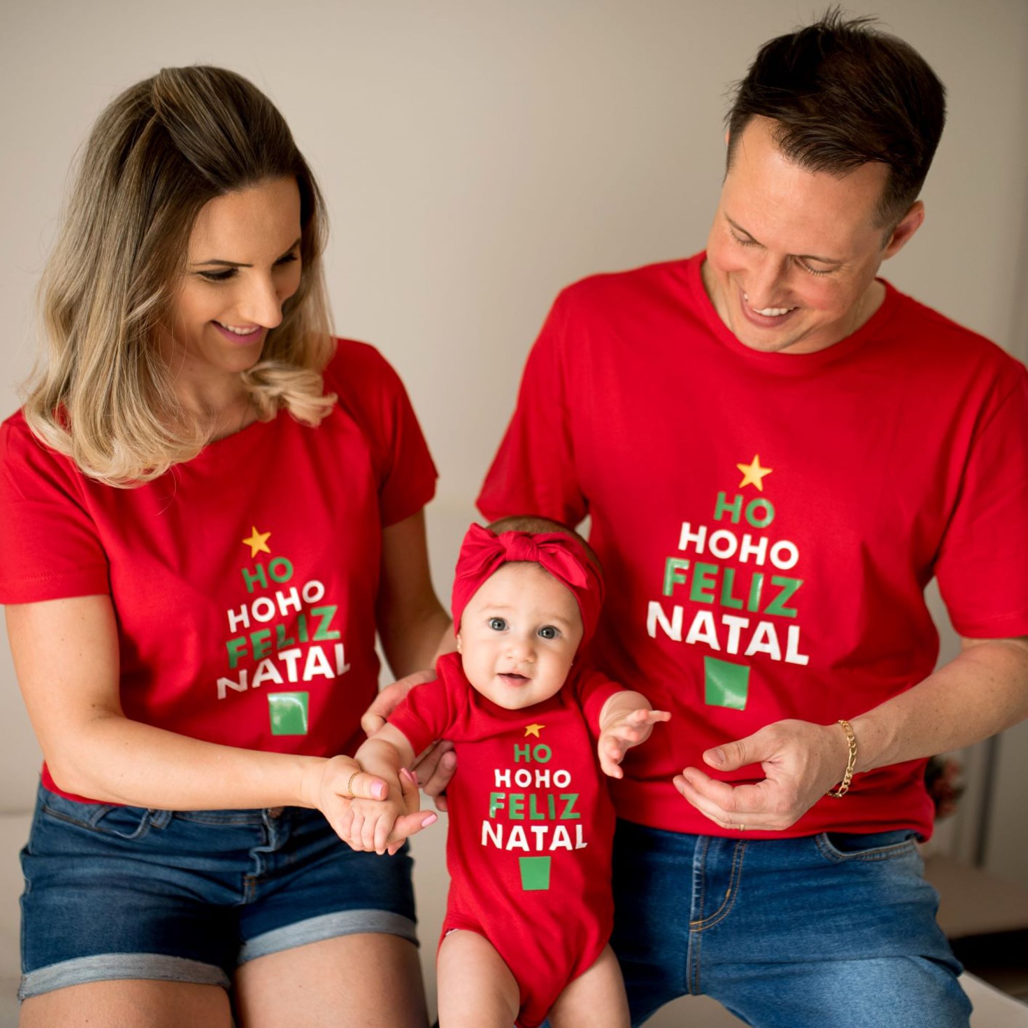 Kit Família HoHoHo Feliz Natal - Vermelho