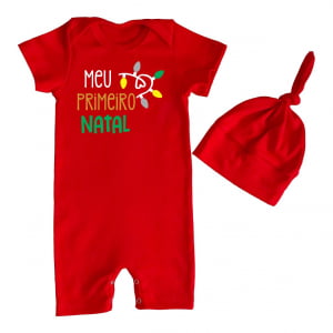 Conjunto Macacao + Touca Primeiro Natal